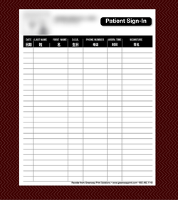 Custom Designed Patient Sign In SheetPicture